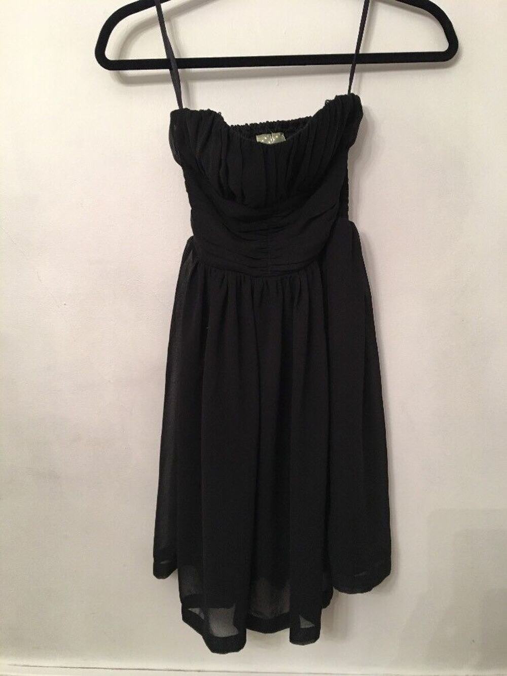 0 Johnny Martin Black Strapless Mini Dress Sweetheart Neckine